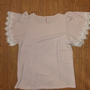 Elegant Lace Trim Pink Top